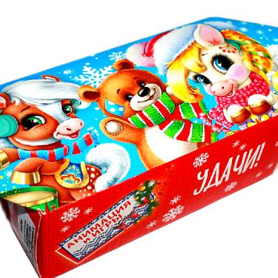 Сладкий подарок на Новый Год в картонной упаковке весом 415 грамм